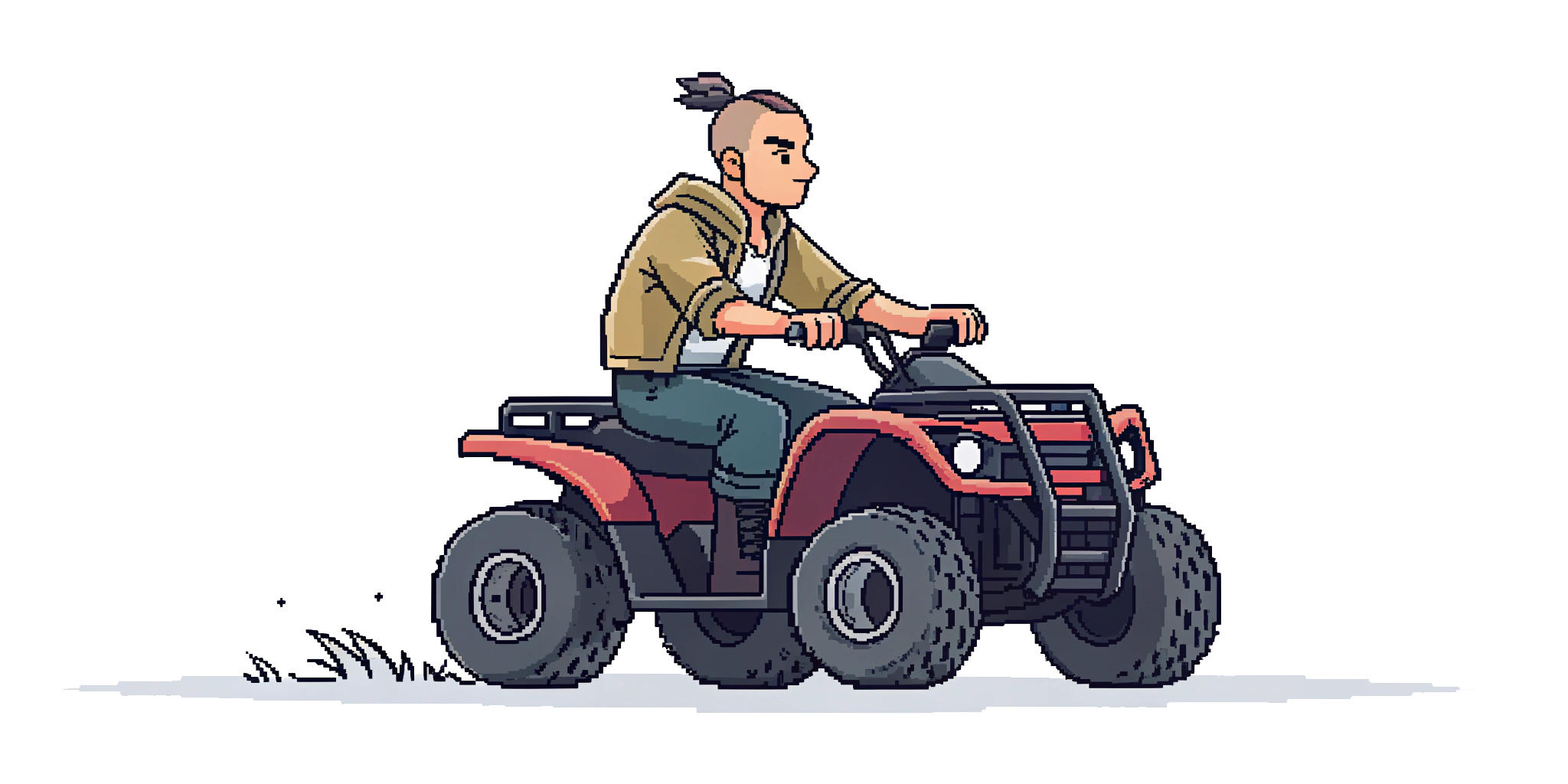 Anxo en quad — pixel art